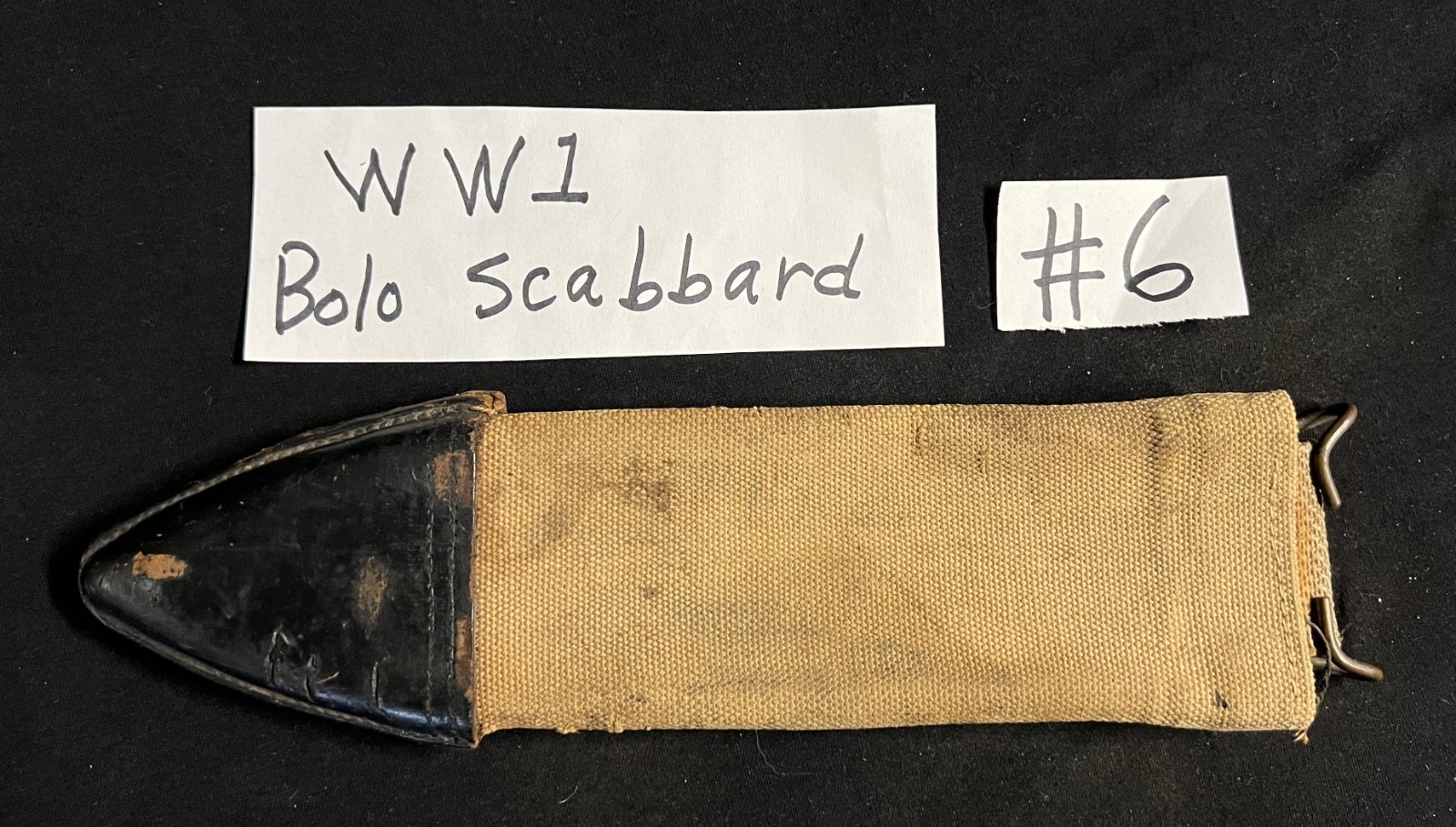 WWI US M1910 M1917 Bolo Fighting Knife Canvas Scabbard with Alteration #6