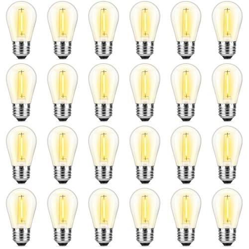 Pack LED S14 Replacement Light Bulbs for Outdoor String Lights, 24