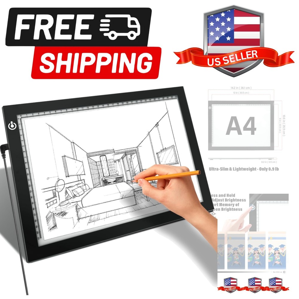 A4 Light Box for Tracing – Ultra-Thin LED Light Table with Adjustable Brightn...
