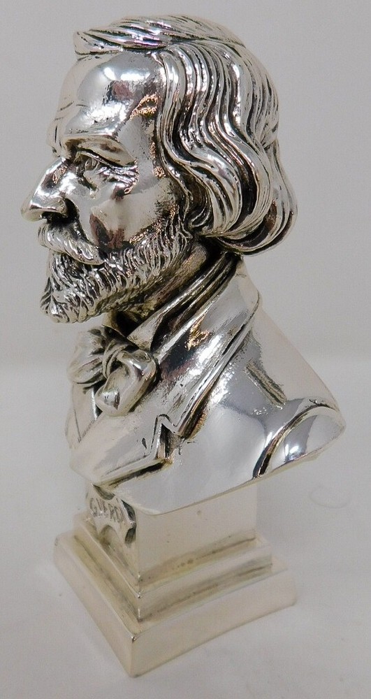 Solid 800 Silver Giuseppe Verdi 4.5" Statuette Italian 202 grams Composer Bust