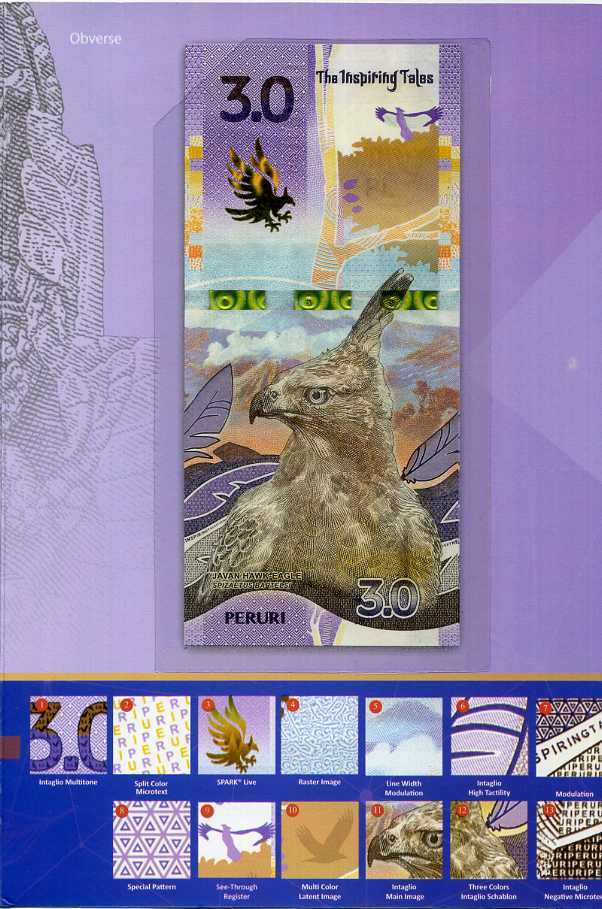 Indonesia 3.0 House note Rupiah Peuri Inspiring Tales Test Note W/ folder