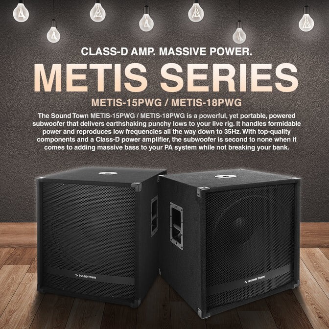 Sound Town 2400W 18" Powered Subwoofer with High-Pass Filter (METIS-18PWG)