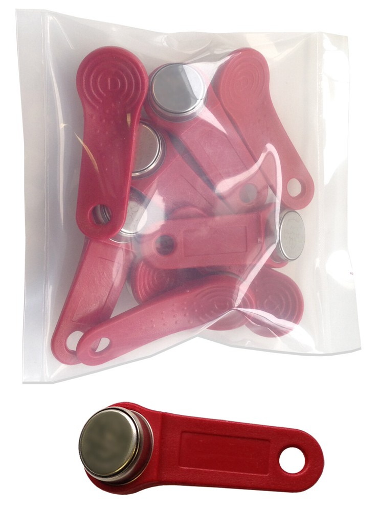 Red Keytabs iButtons for iButton Exaktime Job Site Time Clock