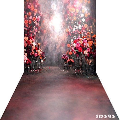 10'x20'CP Red Flower Wedding Scenic Microfiber Fabric background backdrop SD393