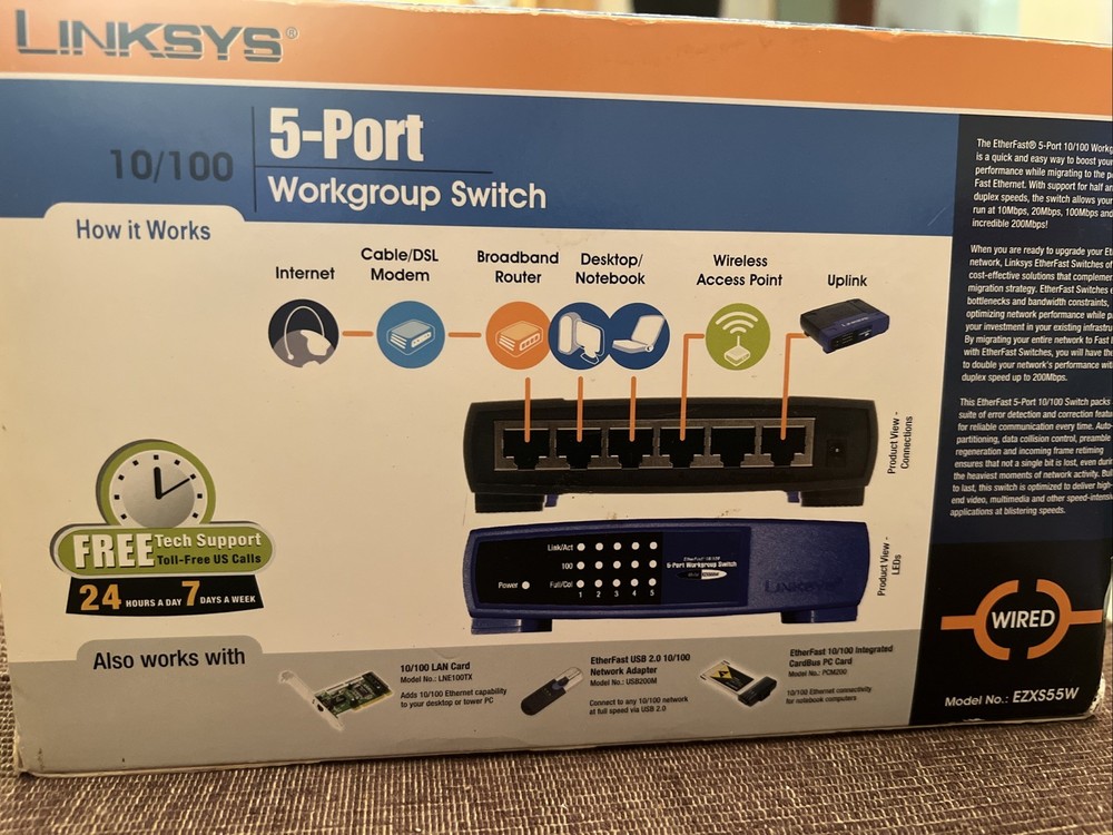 Linksys EtherFast (EZXS55W) 5-Ports External Switch