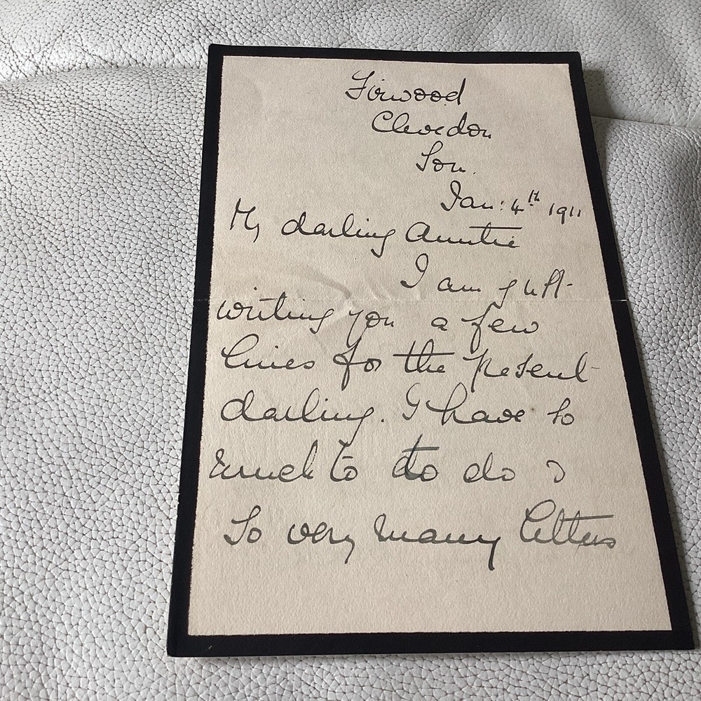 Charming letter dated 1911 Clevedon Somerset connection
