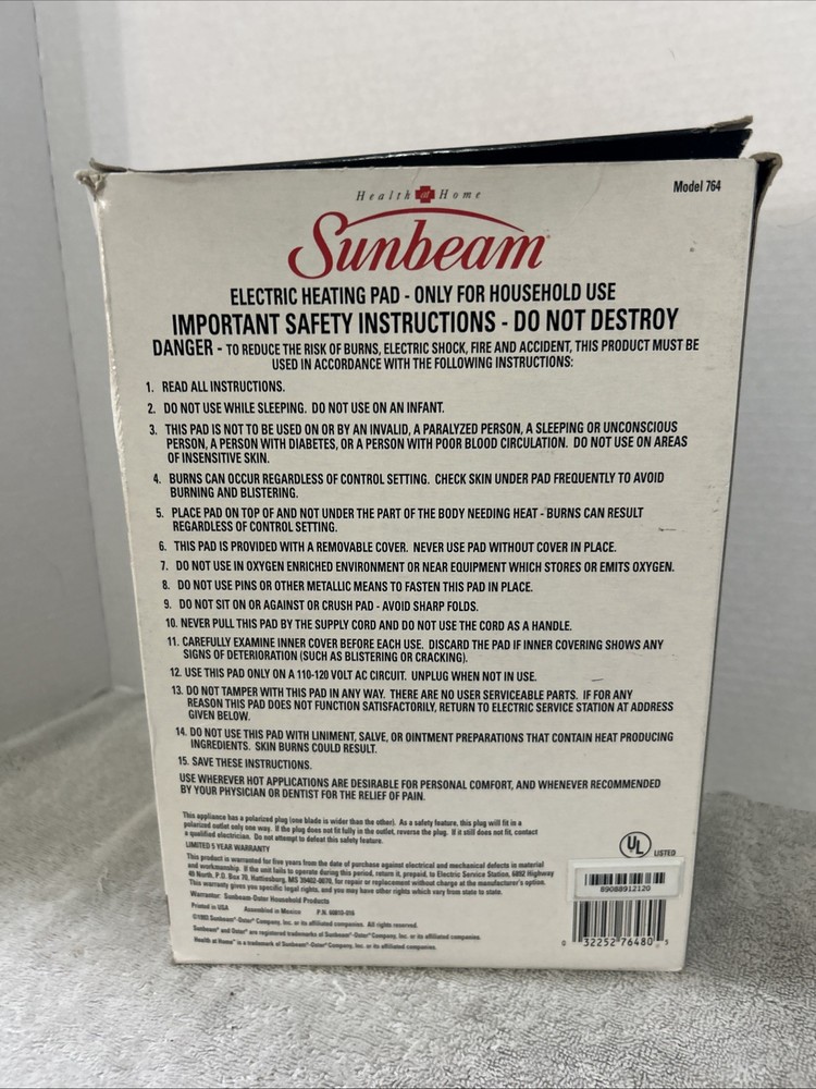 Sunbeam Heating Pad King Size