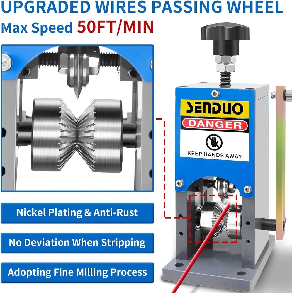 Portable Wire Stripping Machine with Gloves & Spare Blade – Dual Function