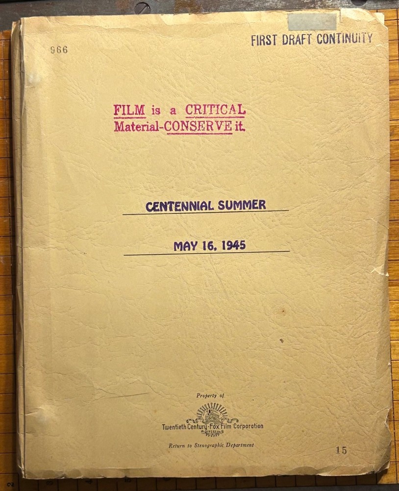MICHAEL KANIN JEROME KERN—CENTENNIAL SUMMER–MONTY WOOLLEY’s Script