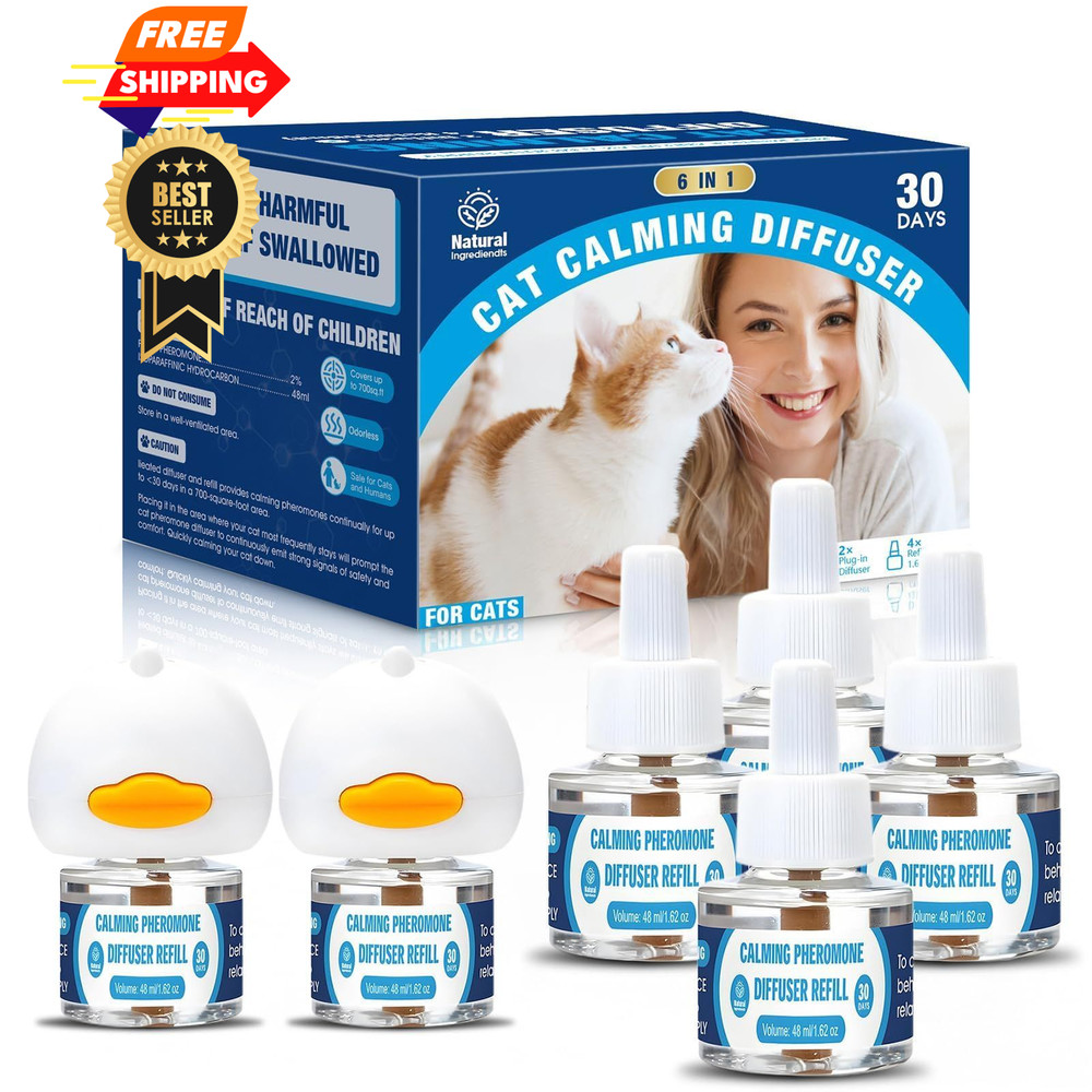 Cat Calming Pheromones Diffuser: 6-in-1 Kit Appeasing 6in1, Blue