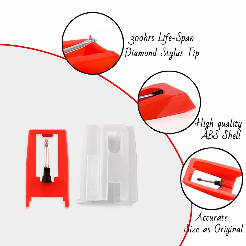 Record Player Needles, Turntable Stylus Needles Replacement for Red