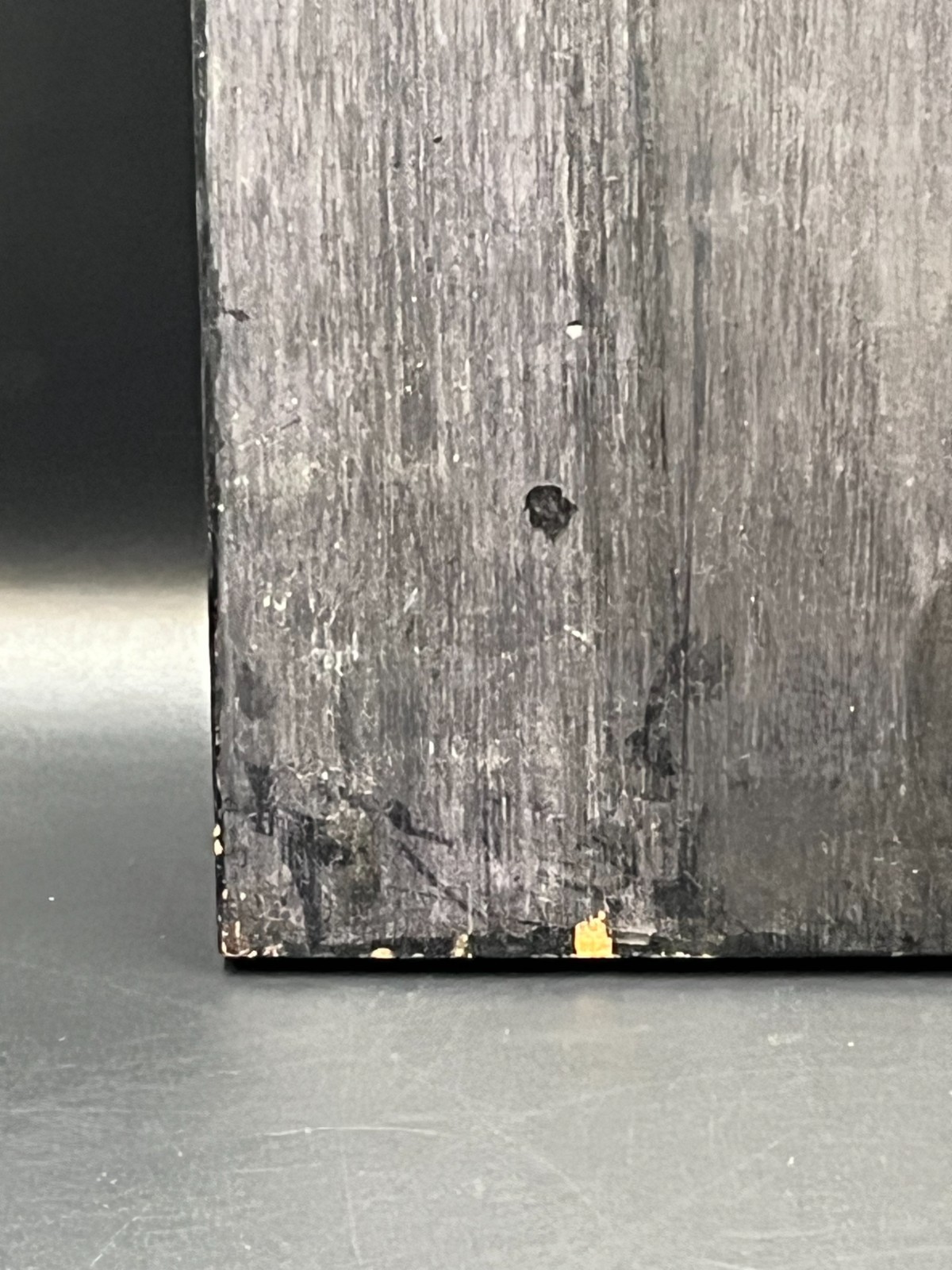 Vintage Chinese Black Lacquer Wall Panel Mother of Pearl Inlay & Stone Art