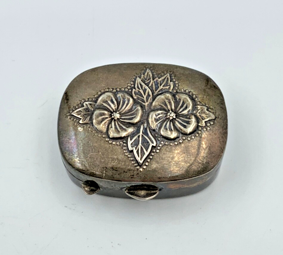 Mervyn's Sterling Pill Box Silver Repousse AN3/25