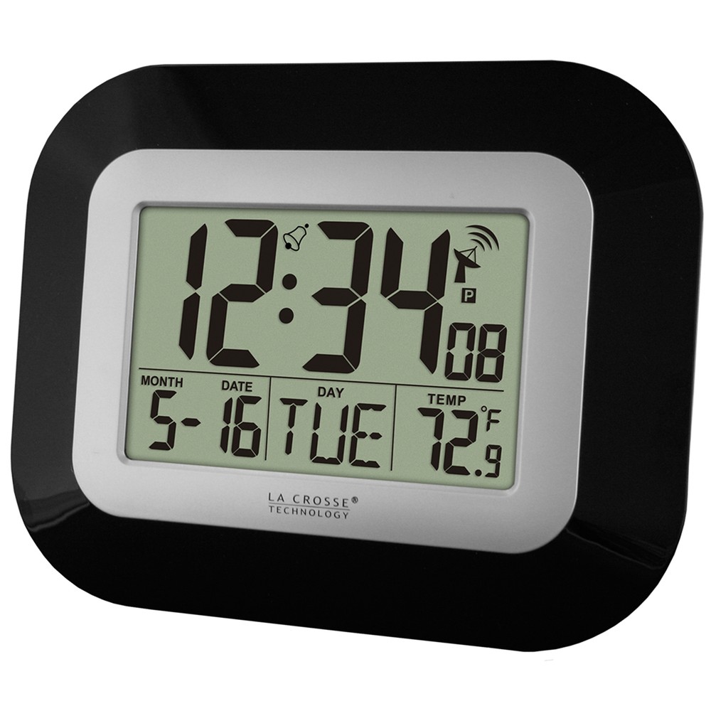 WT-8005U-B La Crosse Technology Atomic Digital Wall Clock Indoor Temp- Open Box