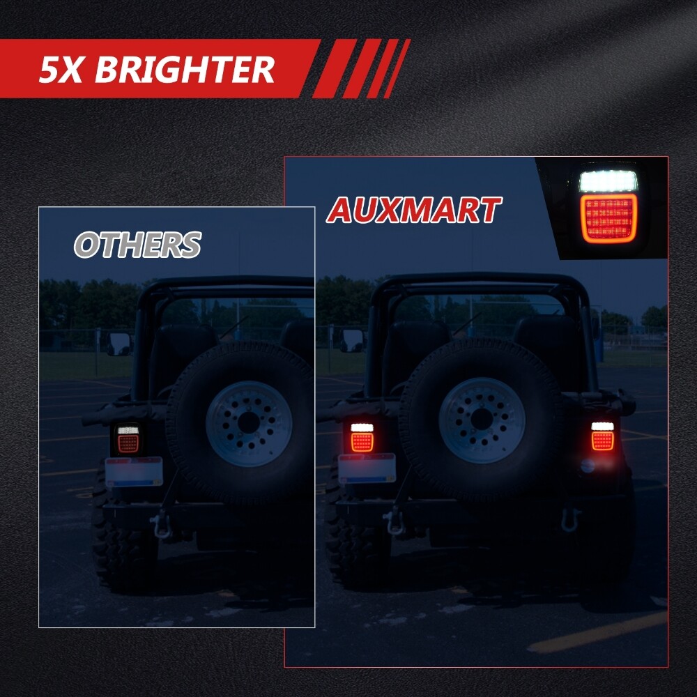 For Jeep Wrangler TJ CJ LED Tail Lights Brake Reverse License Plate Light 83-LED