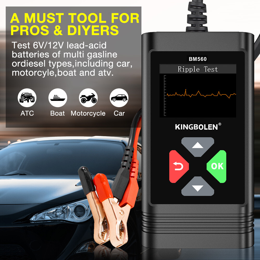 6V/12V/24V Car Battery SystemTester Auto Diagnostic Device 100-2000CCA Load Test