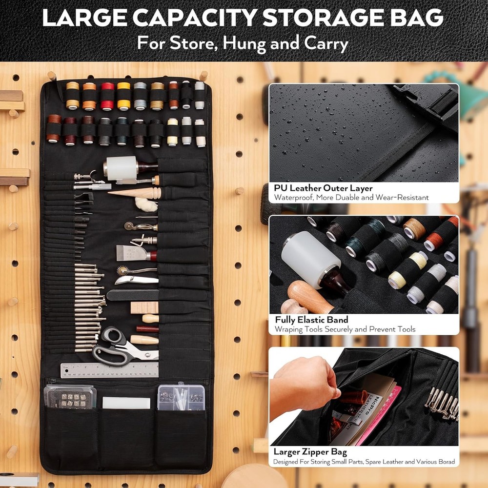 Nicpro 160-piece upgraded leather tool kit