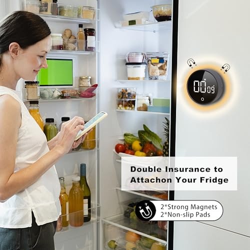 Digital Kitchen Timers, Visual timers Magnetic Countdown Countup Smart Black