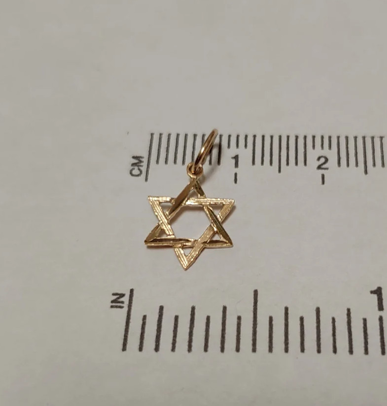 New 14k Yellow Gold Small Star of David Charm Pendant