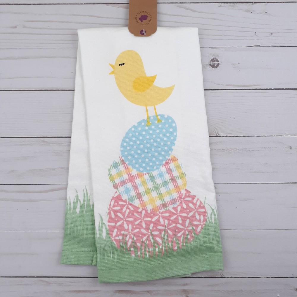 Kitchen Dish Towel Easter Egg Stack Chick Dual Purpose