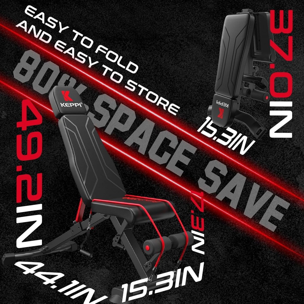 900LB Weight Bench Adjustable Foldable Workout Bench Press Strength Training