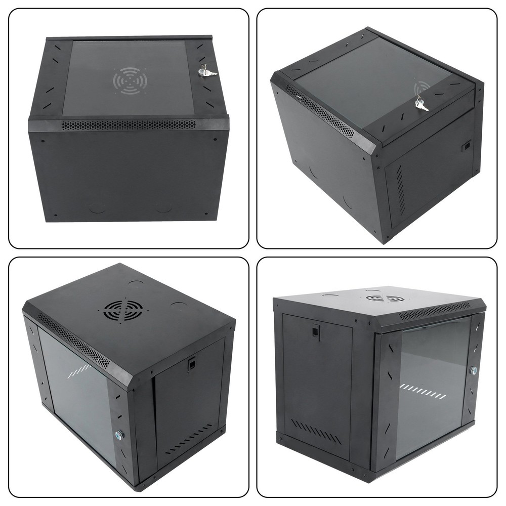 Wall Mount Network Server Rack Cabinet Enclosure 15.5'' Deep Door Lock 9U