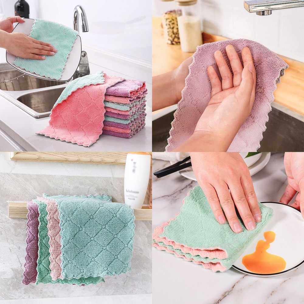 Reusable Microfiber Kitchen Cleaning Cloths – Super Absorbent, Quick-Dryin