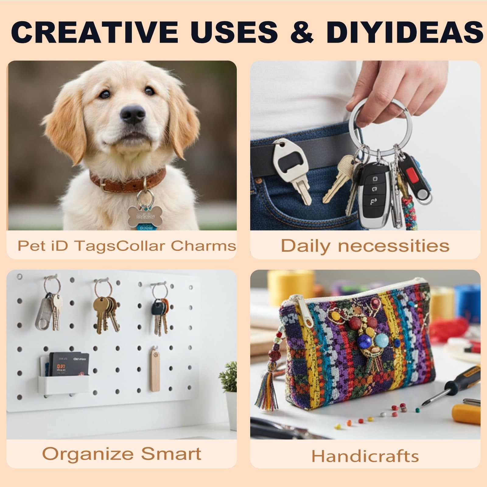 Split Key Rings Bulk for Keychain and Crafts 1 inch 25mm 900PCS Heavy-Duty