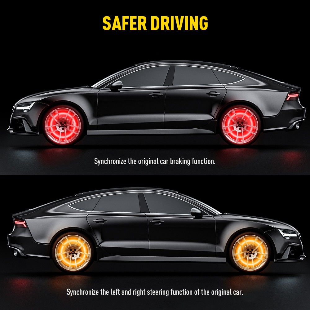 Triple 17.5" Row LED RGB Flow Chasing Wheel Ring Rim Lights For Truck Car set