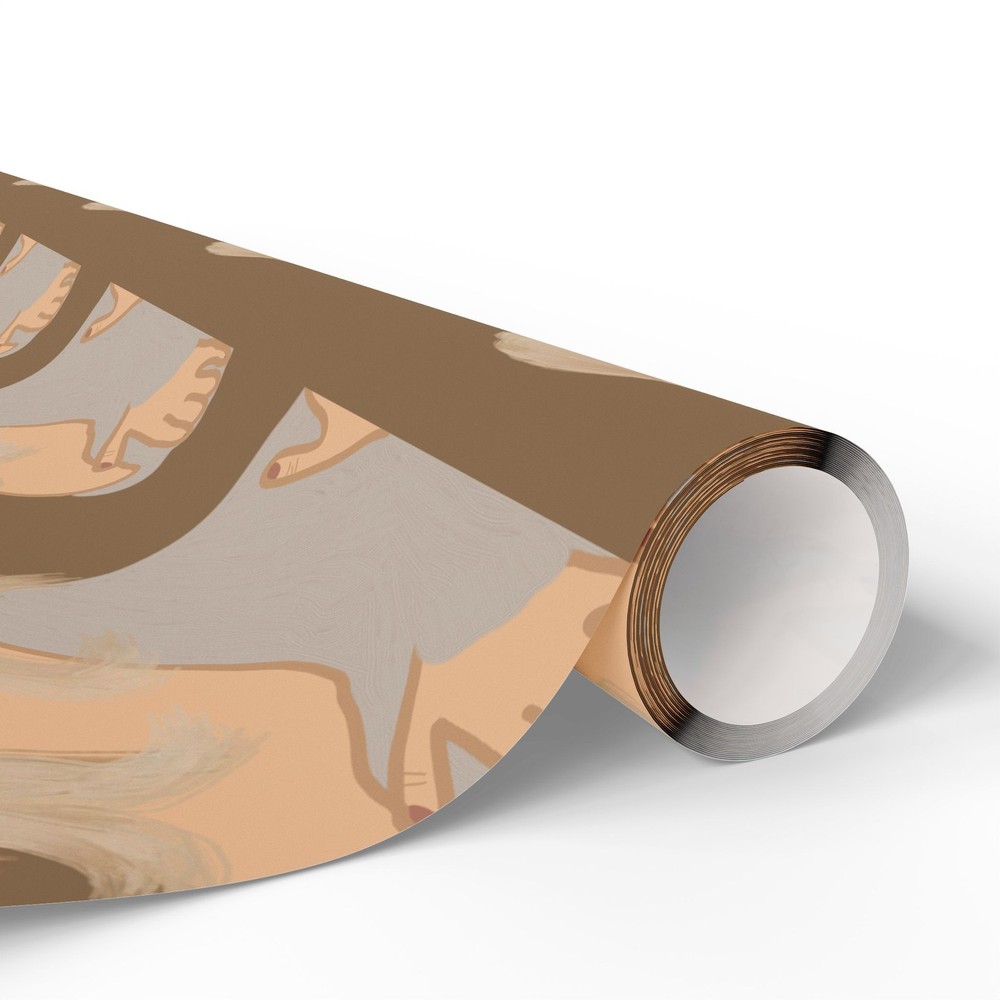 Neutral Bell Pattern Wrapping Paper | Kraft Holiday Wrap