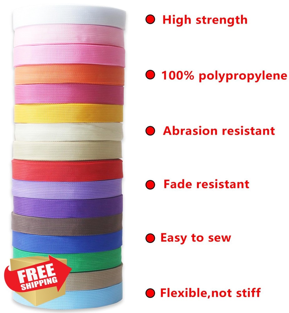 ZHFMLY 1" Beige Polypropylene Webbing Strap 20 Yards