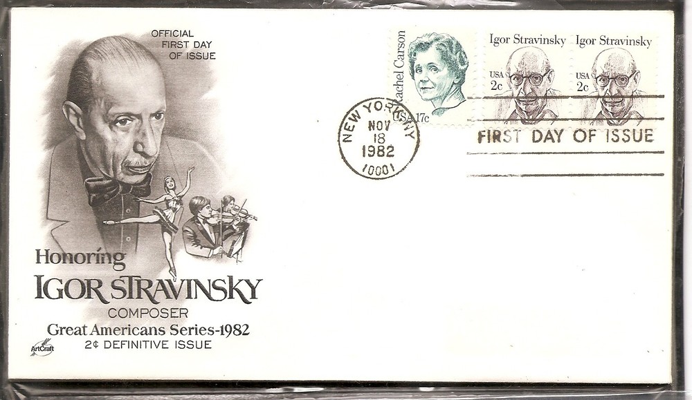US SC # 1845 Igor Stravinsky FDC. Artcraft Cachet.