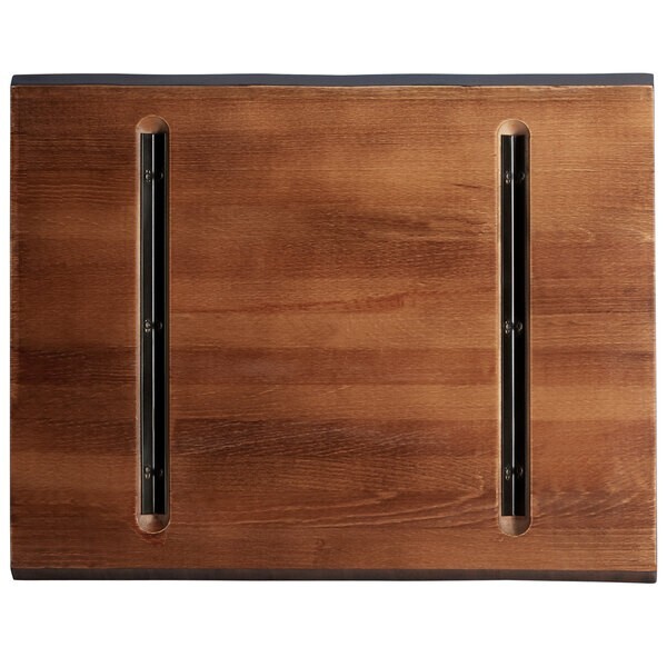 24" x 30" Rectangular Solid Wood Live Edge Restaurant Table Top in Walnut Wood