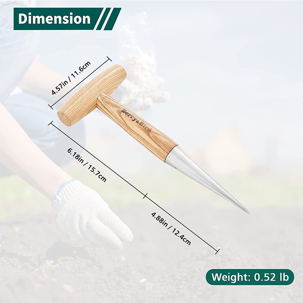 Berry&Bird Hand Dibber Garden Hole Punch Tool for Seeds Bulbs