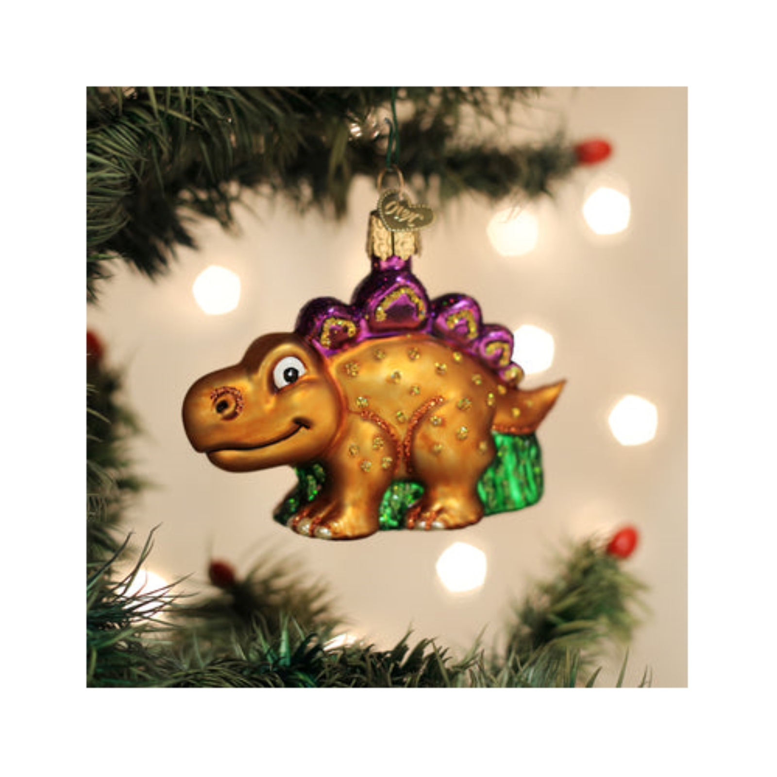 Old World Christmas Blown Glass Ornament, A-Roarable Stegosaurus