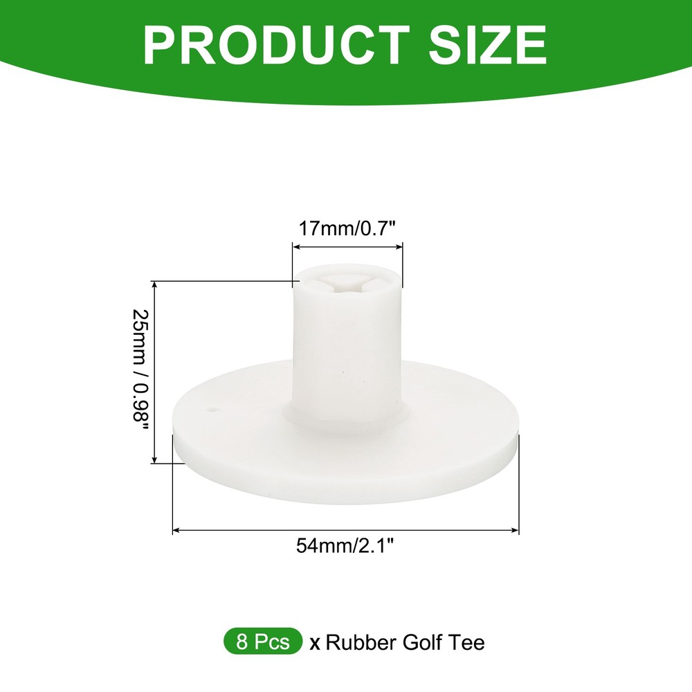Rubber Golf Tee, 1Inch 8Pcs Golf Practice Tees Training Driving Range, White