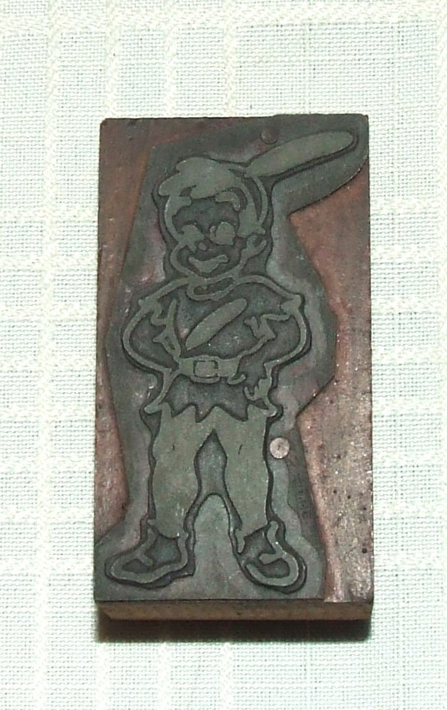 Vintage Letterpress Print Block ~ Peter Pan Character