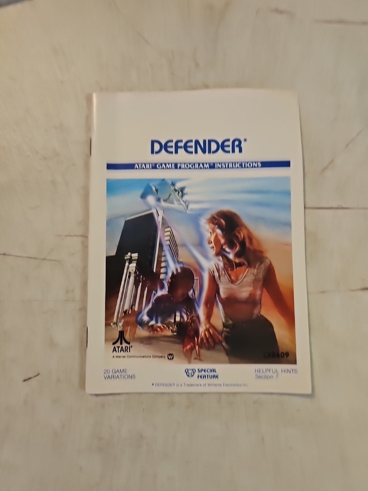 Defender Atari Video Game Program Instructions Insert Vintage 1982