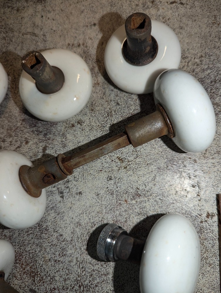 12 Antique White Porcelain Door Knobs Doorknobs Salvage Hardware Repurpose