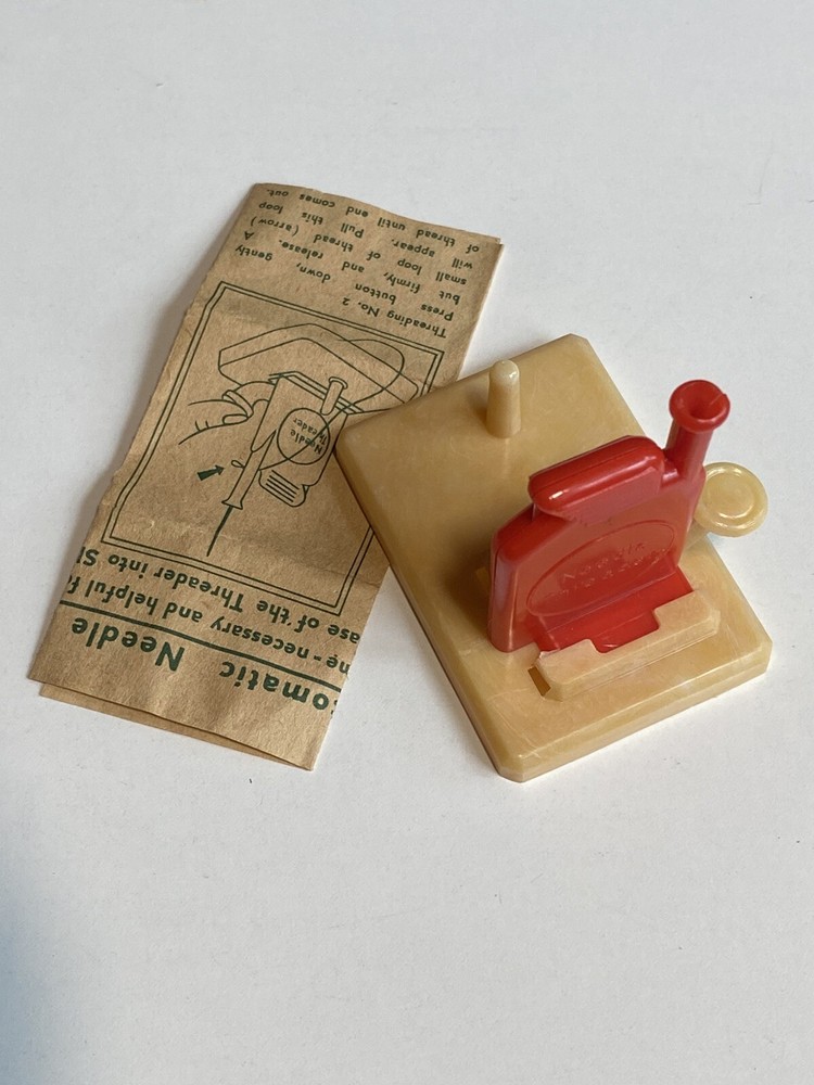 MCM Automatic Needle Threader with Instructions Vintage Sewing Notions Plastic