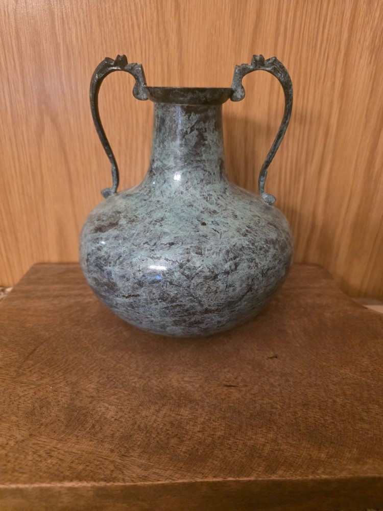 Vintage  Oxidized Bronze Two Handle 7 In. Pitcher