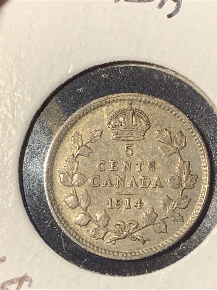 1914 Canada 5 Cent Silver ~ .925 Silver ~ BETTER GRADE