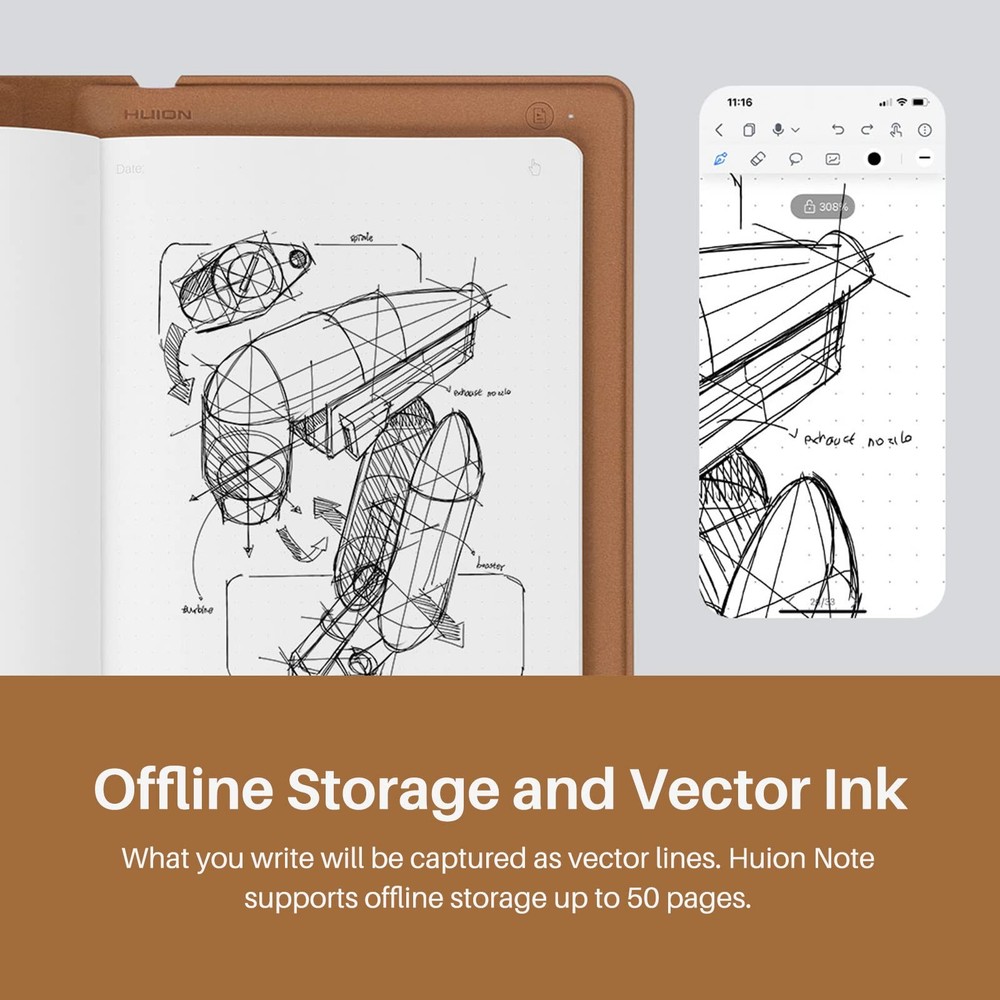 Note 2-in-1 Digital Notebook Drawing Tablet With Battery-free Pen, Bluetooth ...