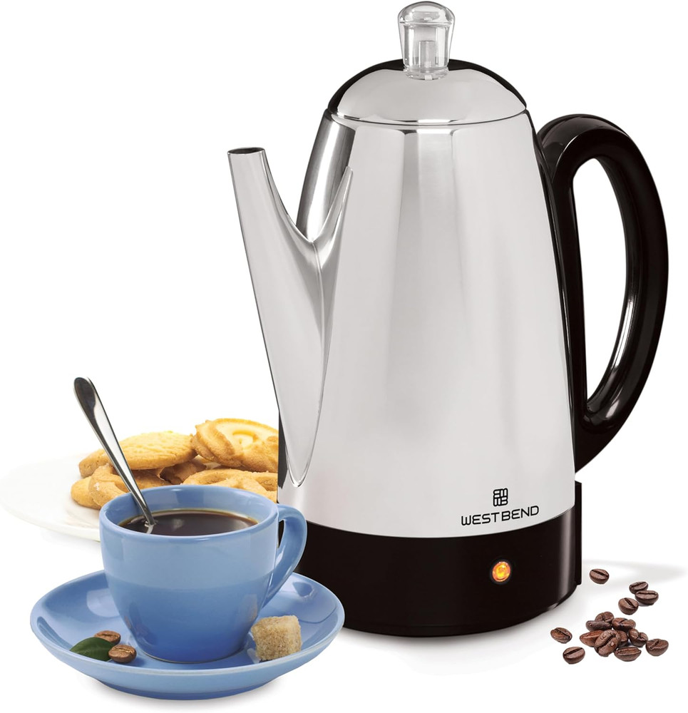 Electric Percolator Classic Style Coffee Maker with Heat Resistant Handle Base a