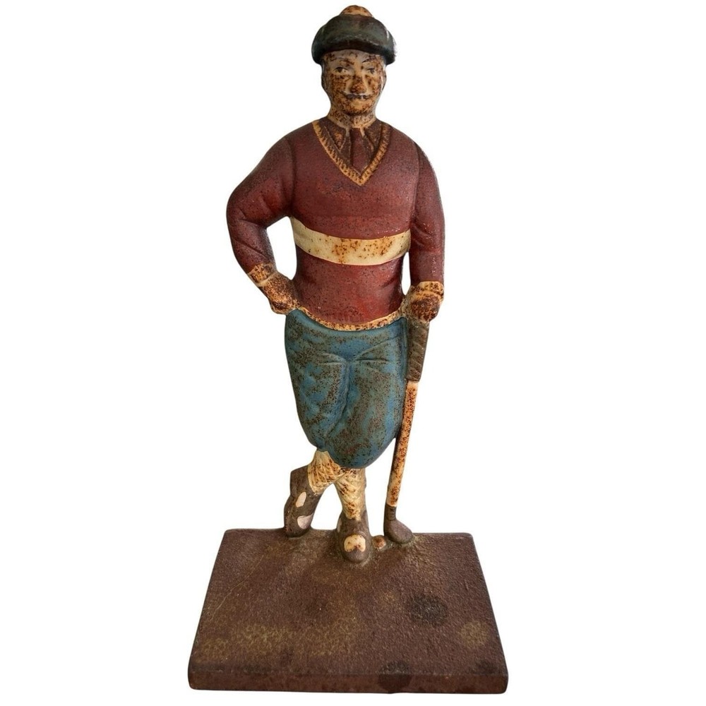 Vintage Cast Iron Golfer Doorstop
