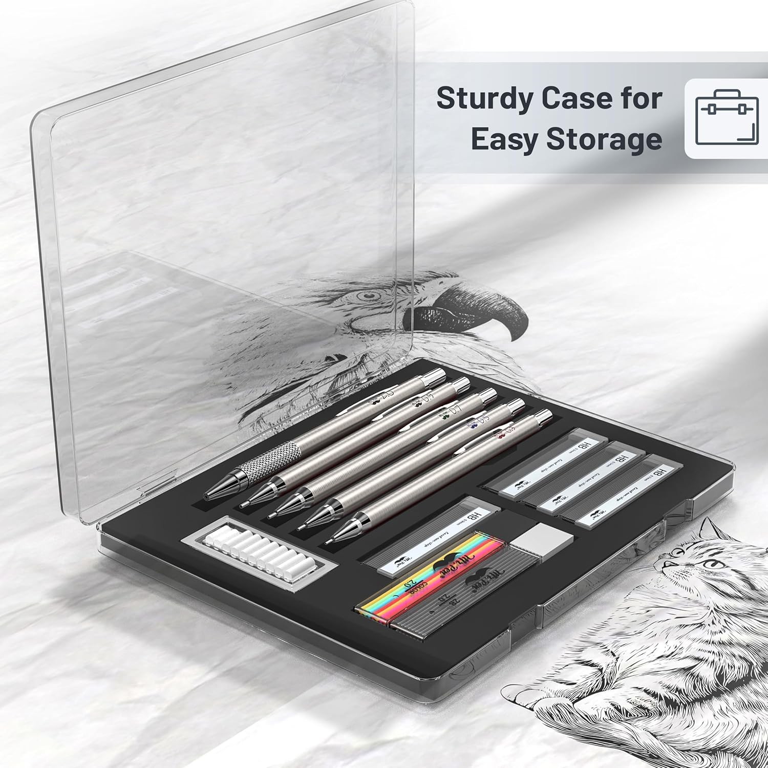 Mr. Pen- Metal Mechanical Pencil Set with 20 Piece Set, black,multi-color