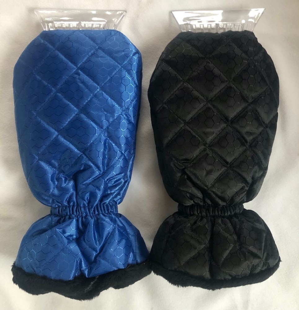 Car Windscreen Ice Scraper With Gloves Snow Remover Waterproof Lined Black Blue