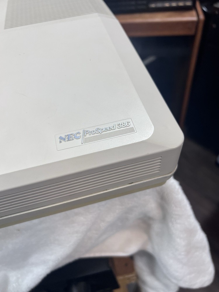 Vintage NEC ProSpeed 386SX Portable Computer Powers On