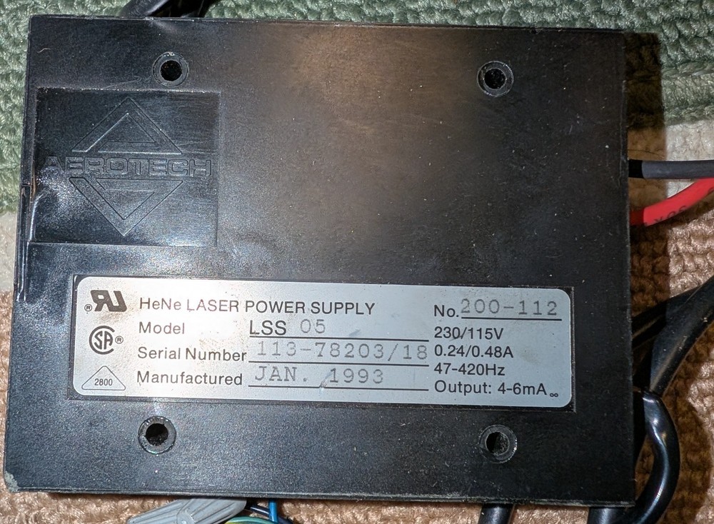 Aero Tech HeNe Laser Power Supply & Electronics Optical model OEM05P/40