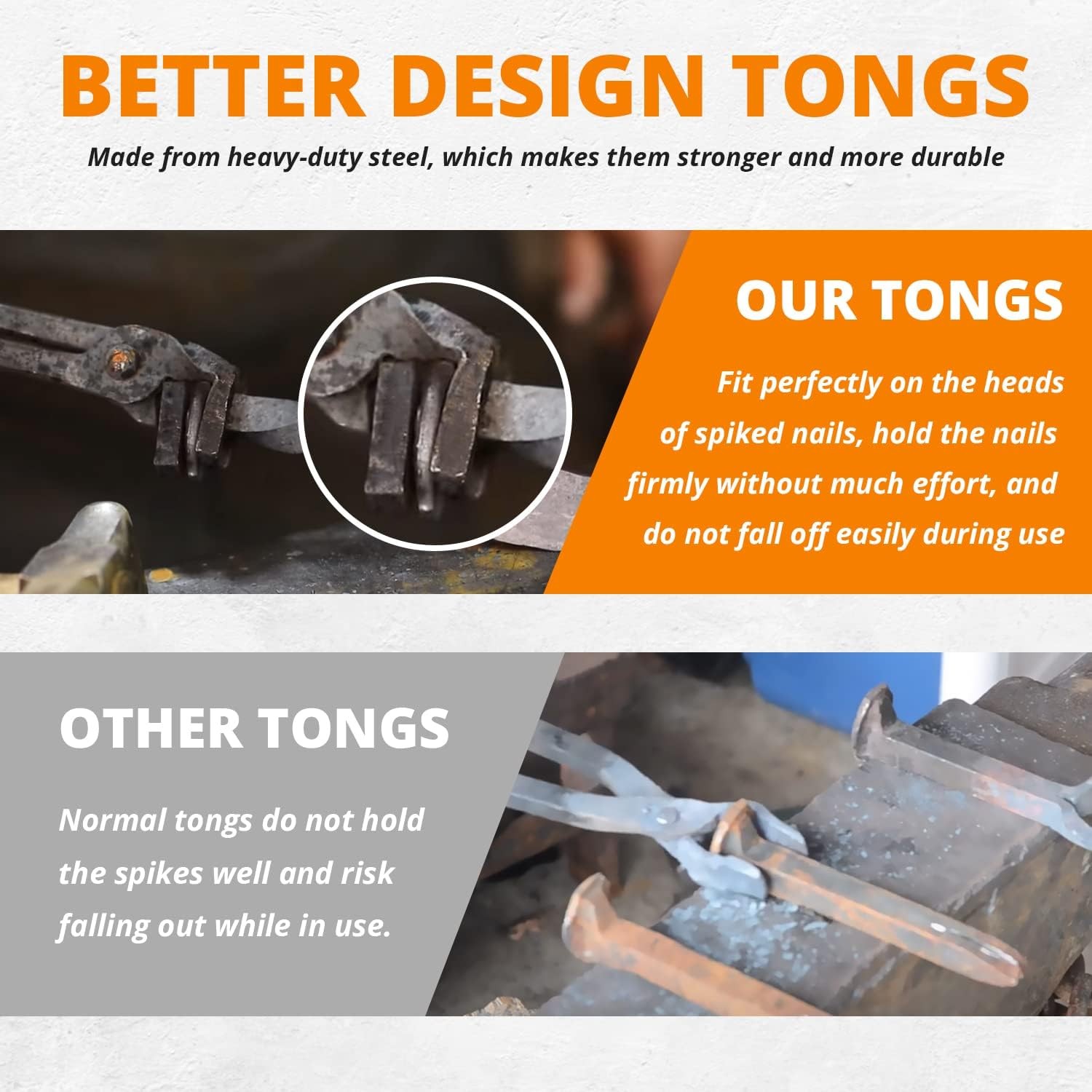 Blacksmith Railroad Spike Tongs for Holding Railroad Spikes RR Spike Head Tongs